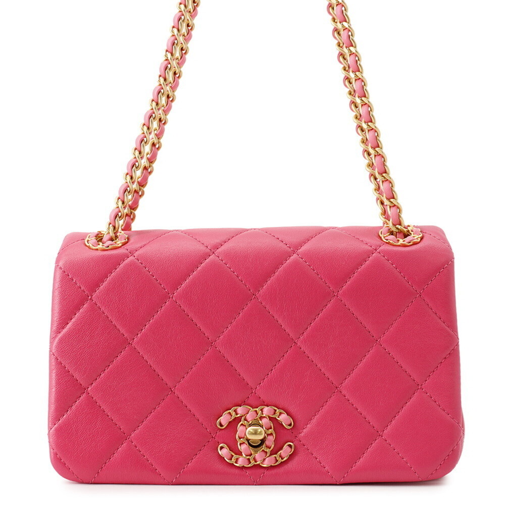 Chanel Chain Shoulder Bag Mini Flap Matelassé Coco Mark 19 Leather CHANEL Han...